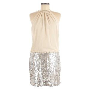 Jessica Simpson Champagne Sequin Drop Waist Sleeveless Mini Dress 6 NWT Prom